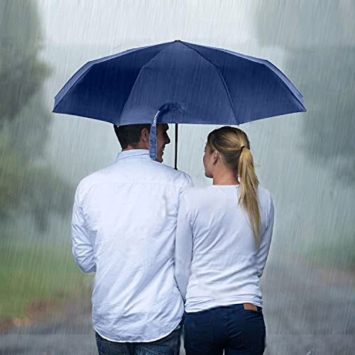 TradMall Travel Umbrella Windproof 56 Inches Canopy, Navy Blue - color: Navy Blue, size: 56 Inches