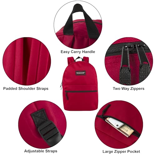 Trail maker Classic 17 inch Backpacks with Adjustable Padded Straps | School Backpacks for Girls, Boys - color: Red