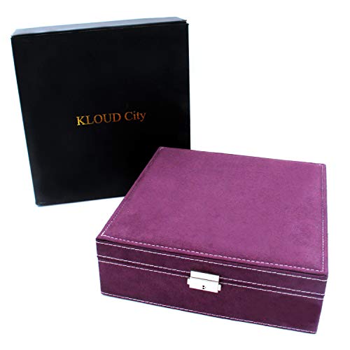 Two-Layer Jewelry Box Organizer Display Storage case with Lock (Purple) - color: Purple