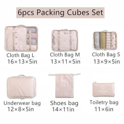 Luggage Packing Organizers Packing Cubes Set for Travel (white 6pc) - color: white 6pc