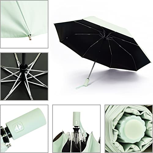 SY COMPACT Umbrella Automatic Travel Waterproof Light Folding Umbrellas Easy Carry for Women and Men - color: Mint Green