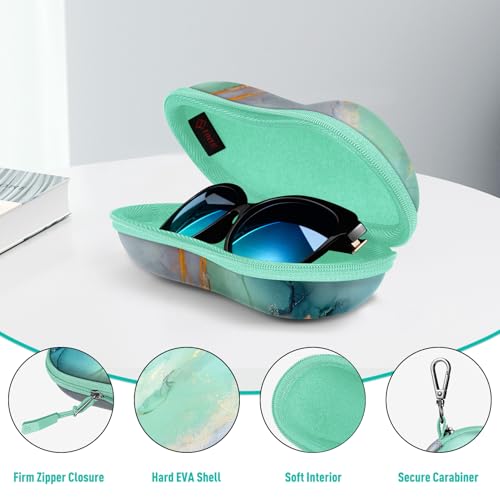 FINTIE Sunglasses Case, Hard EVA Shell Shockproof Sport Glasses Case - color: Z-emerald Marble