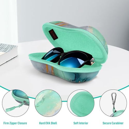 FINTIE Sunglasses Case, Hard EVA Shell Shockproof Sport Glasses Case - color: Z-emerald Marble