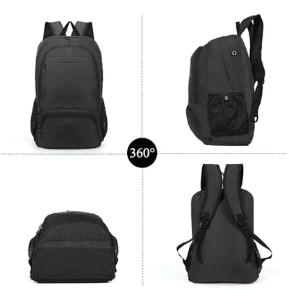 TANTOMI Ultra Lightweight Packable Backpack 25L - Foldable Hiking Daypack for Travel, Small Rucksack for Men Women Outdoor - Black - color: Black
