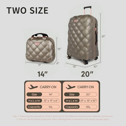 2-Piece Set(14/20in) Carry On Luggage,Expandable w/TSA LOCK - color: ELEPHANTSKIN, size: 20 inch + 14 inch Set