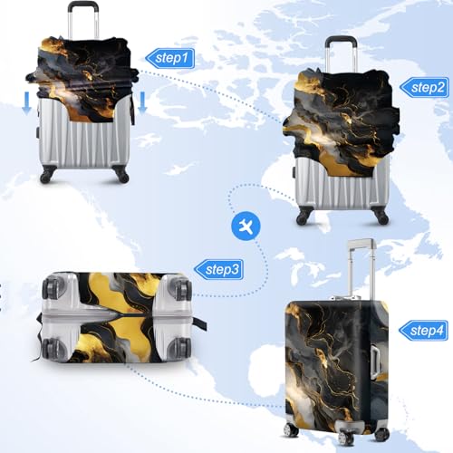 ANNA QUEEN Travel Luggage Cover Suitcase Protector Suitcase Cover Anti-Scratch,Stretchable Bag Cover Washable Durable Polyester - color: Black and gold, size: L(fits 28-30Inch suitcase)