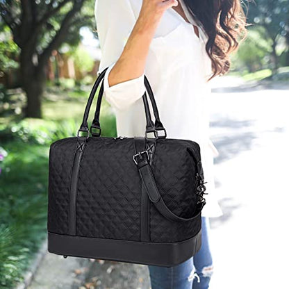 Bluboon Women Ladies Weekender Carry-on Tote Bag Overnight Duffel in Trolley Handle