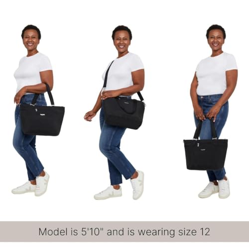 Baggallini Avenue Tote - 12x18 Laptop Tote Bag for Women - Lightweight Work Travel Carry On Bag - color: Beach