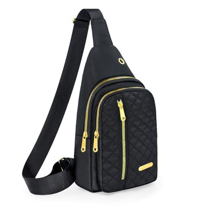 Aisijimo Small Sling Bag For Women Men Casual Crossbody Sling Backpack - color: Black