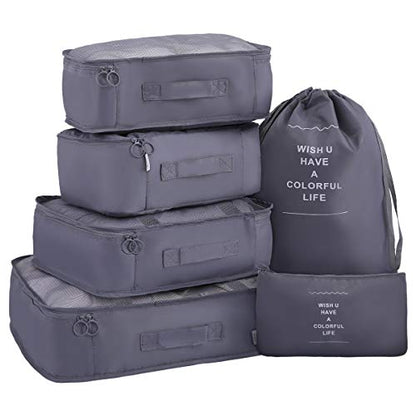 Luggage Packing Organizers Packing Cubes Set for Travel (grey 6pc) - color: grey 6pc