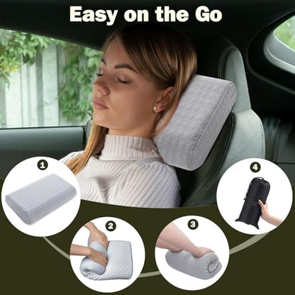 Vekkia Camping Pillow, Memory Foam Travel Pillow with Washable Cover,Gray-S - size: Small