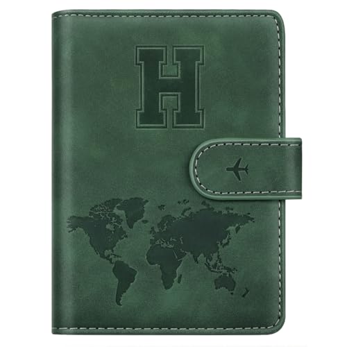 Passport Holder Wallet Cover Personalized Initial Travel Essentials - color: Pine Green, size: H