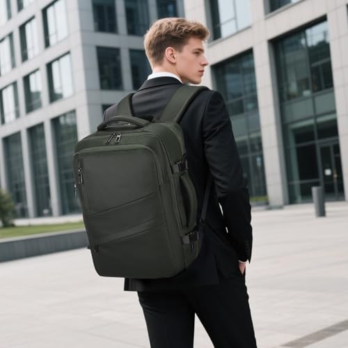 Travel Backpack,Expandable Carry on Daypack Personal Item Bag - color: Green