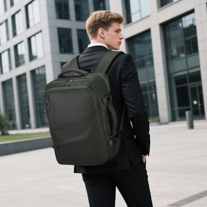 Travel Backpack,Expandable Carry on Daypack Personal Item Bag - color: Green