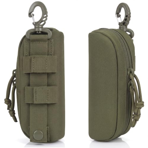 Peminkoo Tactical MOLLE Glasses Case Shockproof Sunglasses Pouch with Clip - color: Green
