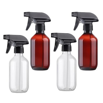 Spray Bottles 4Pack 10oz Fine Mist Empty Squirt Bottle for Cleaning - color: 2clear+2brown
