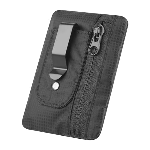 KOSMCCO RFID Blocking Clip Stash Pocket Travel Belt Wallet, Black - color: Black, size: Small (3.5x4.2")
