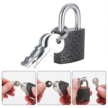 4 Pcs Small Solid Brass Padlocks with Same Keys Keyed Lock - color: Black, size: 32MM-4PCS