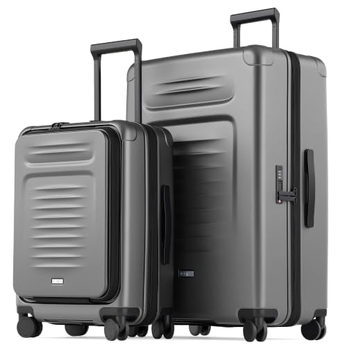 Coolife Expandable Luggage with TSA Lock 2 Piece Set Grey - color: Grey, size: 2 Piece Set（20/29inch）