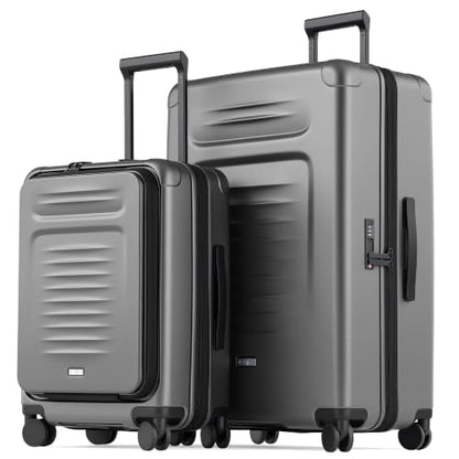 Coolife Expandable Luggage with TSA Lock 2 Piece Set Grey - color: Grey, size: 2 Piece Set（20/29inch）