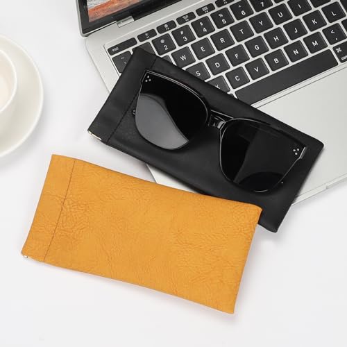 Sightor Sunglass Case, 2 Pcs Soft Eyeglass Cases for Women Glasses Pouch - color: Black, Orange