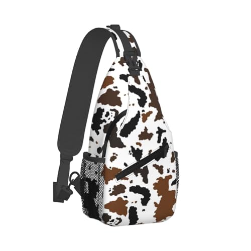 Sling Bag Brown Black Cow Print Sling Backpack Hiking Daypack Crossbody Shoulder Backpack Travel Chest Pack For Men Women - color: Brown Black Cow Print