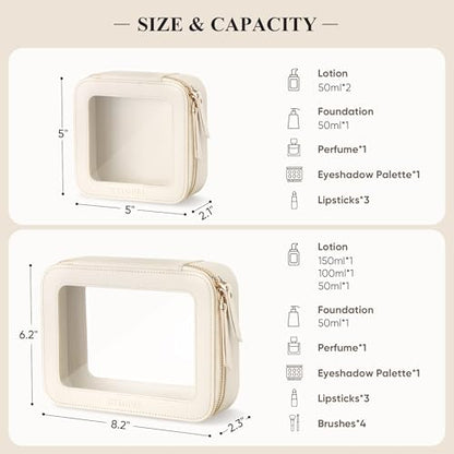 Small Clear Makeup Bag for Purse, Travel Cosmetic Case, Beige, Mini - color: Beige, size: Mini