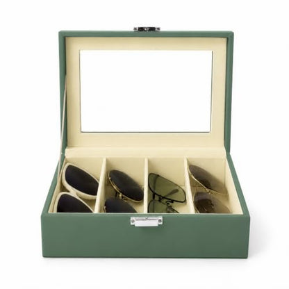 UnionPlus Vegan Leather Multi-Slots Sunglasses Eyeglasses Organizer - color: Malachite Green, size: 4-Slots