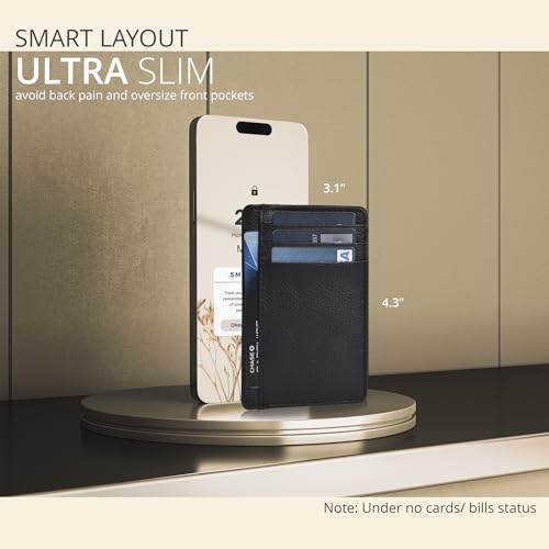 Leather Wallet for Men - RFID Blocking Slim Card Holder Gift for Men Idea - color: Ebony