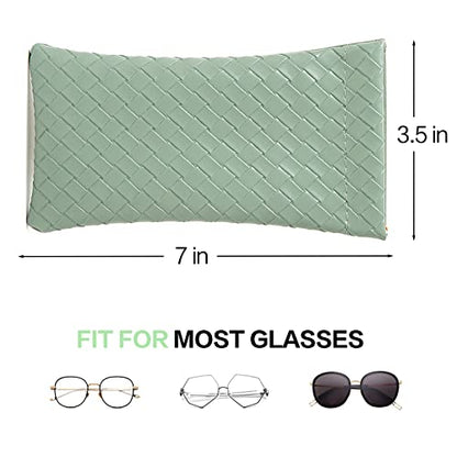 Vemiss 3 Pack Glasses Case, Squeeze Top Soft Sunglasses Pouch - color: Light Grey Pink Green