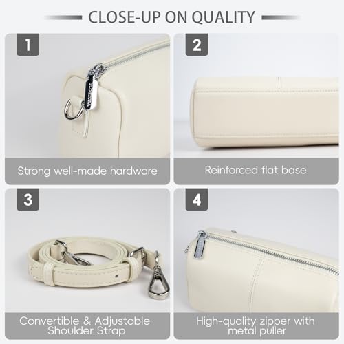 Small crossbody purse mini Genuine Leather Crossbody Bag for women - color: Off-white