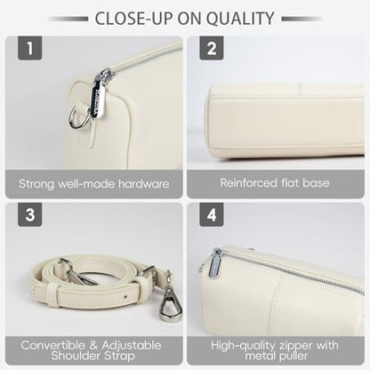 Small crossbody purse mini Genuine Leather Crossbody Bag for women - color: Off-white