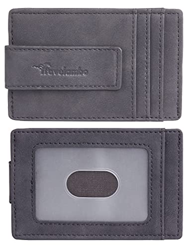 Travelambo Money Clip for Men Magnetic Front Pocket Wallet Slim Wallet Minimalist Card Holder RFID Blocking (Black Smooth) - color: Black Smooth