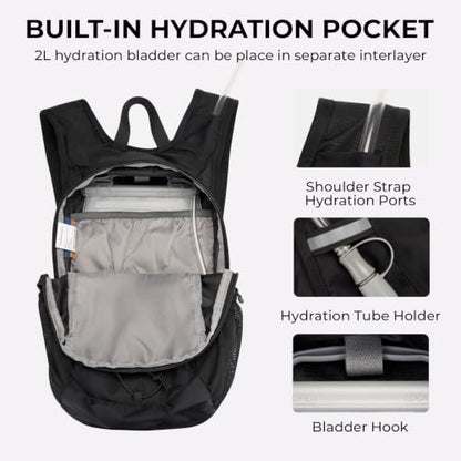 14L Small Hiking Backpack, Packable Travel Daypack for Men Women - color: Black