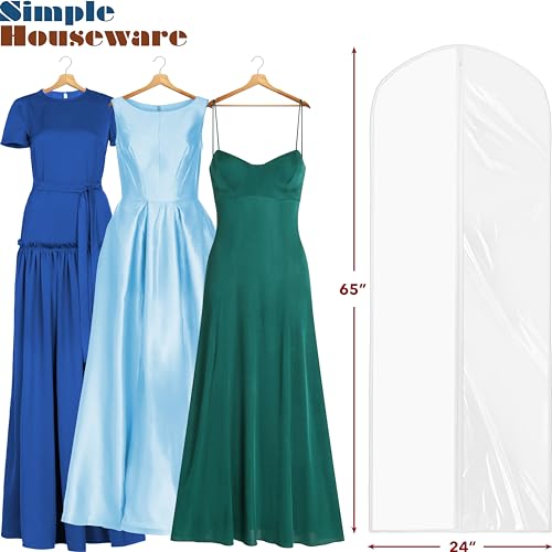 Simple Houseware 65-Inch Clear Garment Bags with Zipper for Gowns, 2 Pack - size: 2 Pack - 65"