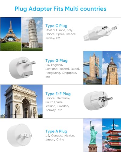 Kakyanill Italy Travel Plug Adapter, Italy Power Adapter, 6 AC Outlets, 4 USB Ports (2 USB C), 3ft Wrapped Around Extension Cord, for Italy Chile Libya - style: for Italy