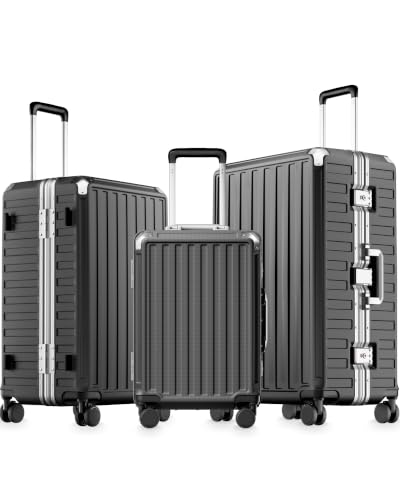 LUGGEX 3-Piece Zipperless Luggage Set, 20/24/28 Inch, Charcoal Metallic - color: Charcoal Metallic, size: 3 Piece Set (20/24/28)