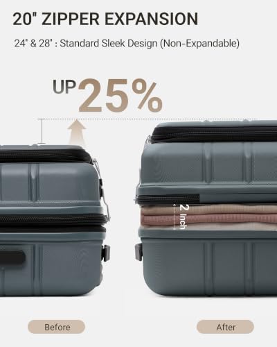 TAKUMI Suitcases with Wheels, Expandable Carry on Luggage, 3 Piece Set - color: Navy, size: 20/24/28 Inch