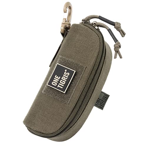 ONETIGRIS Hard Shell Sunglasses Case MOLLE Tactical Eyeglasses Pouch - color: Green