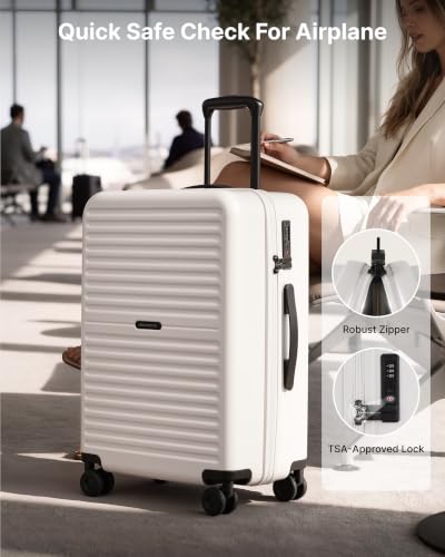 LONG VACATION Luggage Sets, 3 Piece, 20 Inch Carry On Hardshell Suitcase - color: White, size: 3 Piece Set (20in/BP/TB)