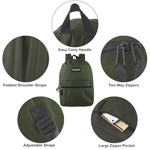 Trail maker Classic 17 inch Backpacks with Adjustable Padded Straps | School Backpacks for Girls, Boys - color: Green