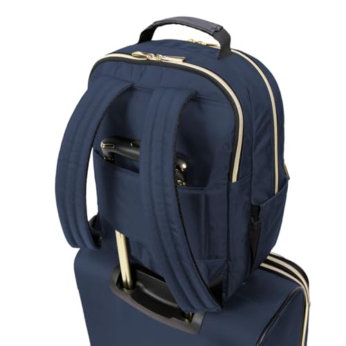 Kenneth Cole REACTION Chelsea 2-Piece Bundle - 17" 4-Wheel Spinner Underseat Carry-On Luggage & Matching 15" Laptop Backpack, Navy - color: Navy, size: 2-Piece Bundle (Underseater + Backpack)