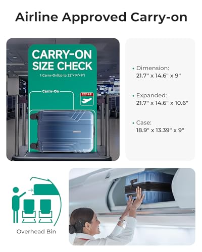 BAGSMART Expandable Carry On Luggage 22x14x9 Airline Approved,Gradient Blue - color: Gradient blue, size: Expandable Carry On 20 Inch