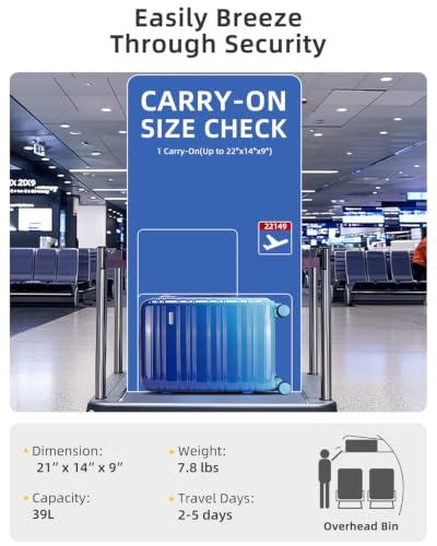 LARVENDER Carry on Luggage Sets 3 Piece, 20 Inch Suitcases, Navy Glow - color: Navy Glow 20BP, size: 3 Piece Set (Backpack/TB/20)