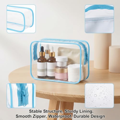3Pcs Clear Makeup Bags with Zipper Clear Pouch Cosmetic Bag