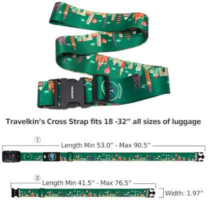 Travelkin Luggage Straps TSA Approved, Suitcase Straps with TSA Lock - color: Green