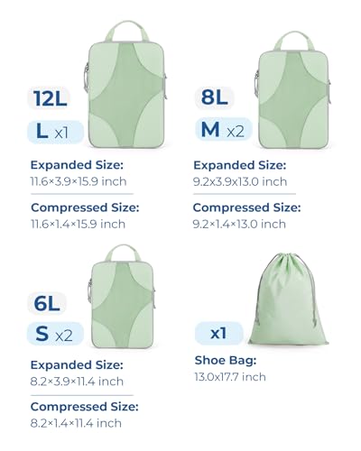 Bagsmart Compression Packing Cubes, Travel Bag Cruise Ship Essentials - color: Fruit Green