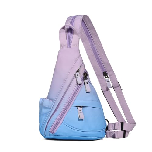 Sling Bag - Small Crossbody Backpack Shoulder Casual Daypack Rucksack for Men Women - color: 6881mr-palepurple+skyblue