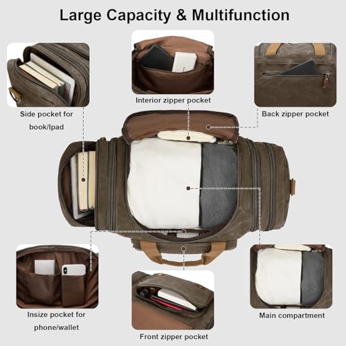 Waxed Canvas Duffel Bag 50L, Army Green - color: Army Green