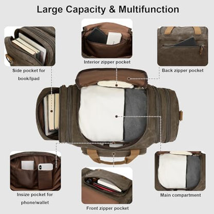 Waxed Canvas Duffel Bag 50L, Army Green - color: Army Green